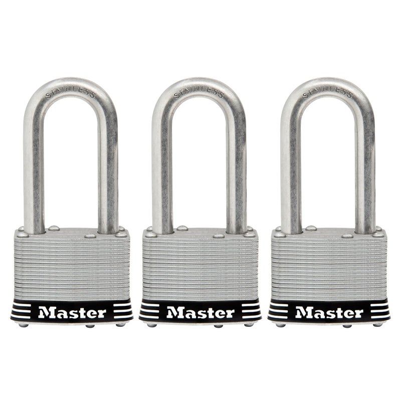Master Lock 1SSTRILH Stainless Steel Outdoor Padlock with Key, 3 Pack Keyed-Alike - Image 1